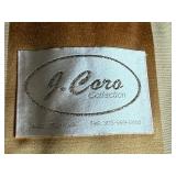 J. Coro Collection Upholstered Sofa with Versace Pattern Fabric and Ornate Wooden Accents