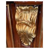 Large Ornate Italian Style Display Cabinet and Mirror Set with Gold Accents