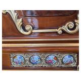 Large Ornate Italian Style Display Cabinet and Mirror Set with Gold Accents