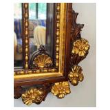 Large Ornate Italian Style Display Cabinet and Mirror Set with Gold Accents