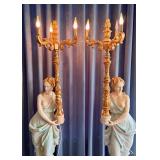 Pair of Italian Figural Floor Lamps with Gilded Accents