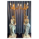 Pair of Italian Figural Floor Lamps with Gilded Accents