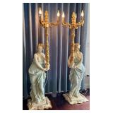 Pair of Italian Figural Floor Lamps with Gilded Accents