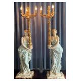 Pair of Italian Figural Floor Lamps with Gilded Accents