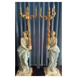 Pair of Italian Figural Floor Lamps with Gilded Accents