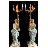 Pair of Italian Figural Floor Lamps with Gilded Accents
