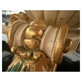 Baroque-Style Marble Top Foyer Table with Ornate Gold Accents