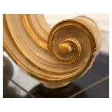 Baroque-Style Marble Top Foyer Table with Ornate Gold Accents