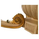 Baroque-Style Marble Top Foyer Table with Ornate Gold Accents