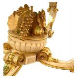 Baroque-Style Marble Top Foyer Table with Ornate Gold Accents