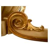 Baroque-Style Marble Top Foyer Table with Ornate Gold Accents