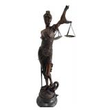 40-Inch Lady Justice Bronze Statue with Scales and Sword
