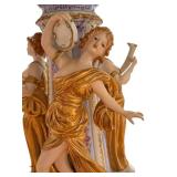 Large Rococo Style Porcelain Centerpiece Vase with Gilt Musicians