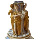 Large Rococo Style Porcelain Centerpiece Vase with Gilt Musicians