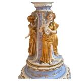 Large Rococo Style Porcelain Centerpiece Vase with Gilt Musicians