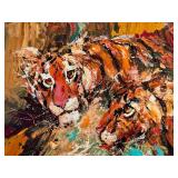 Mark King Original Framed Tiger Oil Painting