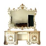 Asnaghi Hand Painted Ornate Vanity with Mirror