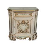 Asnaghi Hand Painted Ornate Accent Cabinet with Gold Trim and Floral Detail