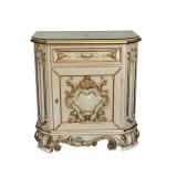Asnaghi Hand Painted Ornate Accent Cabinet with Gold Trim and Floral Detail