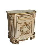 Asnaghi Hand Painted Ornate Accent Cabinet with Gold Trim and Floral Detail