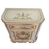 Asnaghi Hand Painted Ornate Accent Cabinet with Gold Trim and Floral Detail