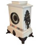 Vintage Marble Mantel Clock with Bronze Classical Lady Statue