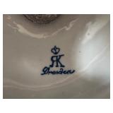 Pair of Dresden Sevres Style Porcelain Urns with Gilt Metal Mounts, 30 Inch Tall