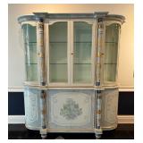 Hand Painted Italian Asnaghi Display Cabinet with Floral Motif