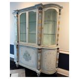 Hand Painted Italian Asnaghi Display Cabinet with Floral Motif