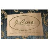 Pair of J. Caro Collection Custom Upholstered Armchairs with Gold Accents