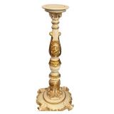Ornate Gold and Cream Pedestal Stand, 37.5 Inch Tall