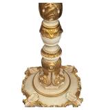 Ornate Gold and Cream Pedestal Stand, 37.5 Inch Tall