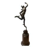 Bronze Mercury Figural Sculpture on Pedestal Base