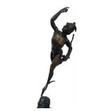 Bronze Mercury Figural Sculpture on Pedestal Base