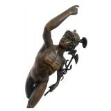Bronze Mercury Figural Sculpture on Pedestal Base