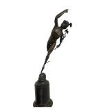 Bronze Mercury Figural Sculpture on Pedestal Base
