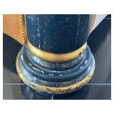 J. Coro Collection Upholstered Sofa with Gold Trim and Blue Baroque Fabric