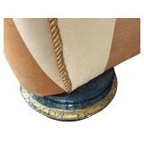 J. Coro Collection Upholstered Sofa with Gold Trim and Blue Baroque Fabric