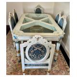 Asnaghi Italian Hand-Painted Dining Table and 6 Chairs Set / Asnaghi Calendula Collection