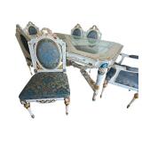 Asnaghi Italian Hand-Painted Dining Table and 6 Chairs Set / Asnaghi Calendula Collection