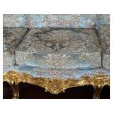 Vintage Rococo Style Sofa with Gold Gilt Wood and Tapestry Upholstery
