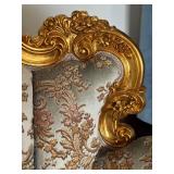 Vintage Rococo Style Sofa with Gold Gilt Wood and Tapestry Upholstery