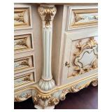 Ornate Asnaghi Italian Style Dresser with Mirror and Floral Detailing