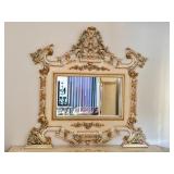 Ornate Asnaghi Italian Style Dresser with Mirror and Floral Detailing