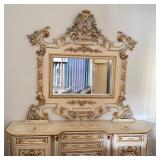 Ornate Asnaghi Italian Style Dresser with Mirror and Floral Detailing