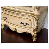 Ornate Mirrored Armoire with Gold Accents and Lower Drawer
