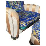 J. Coro Upholstered Armchair and Ottoman with Versace Fabric