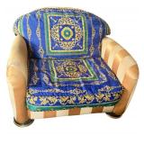 J. Coro Upholstered Armchair and Ottoman with Versace Fabric