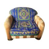 J. Coro Upholstered Armchair and Ottoman with Versace Fabric