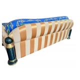 Striped Sofa with Versace Fabric and Painted Wood Accents